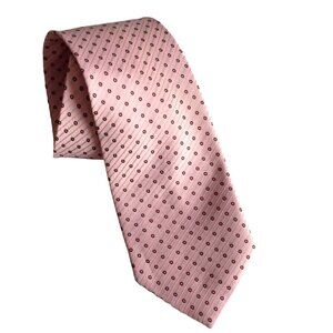 A . Mahtani Pure Silk Men's Necktie Milan Accessories Pink With Red Dots